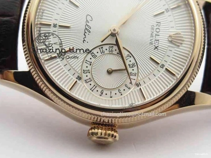 Dial White Stick Brown Best Leather A3165 Strap VF Date Cellini Edition Markers On RG 0910